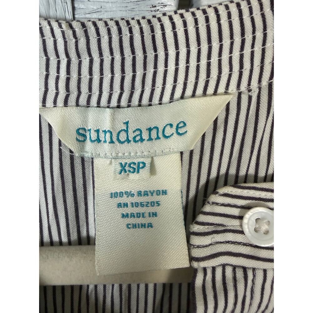 Sundance women's blouse  striped pin tuck plate feminine lightweight cotton - Picture 4 of 8